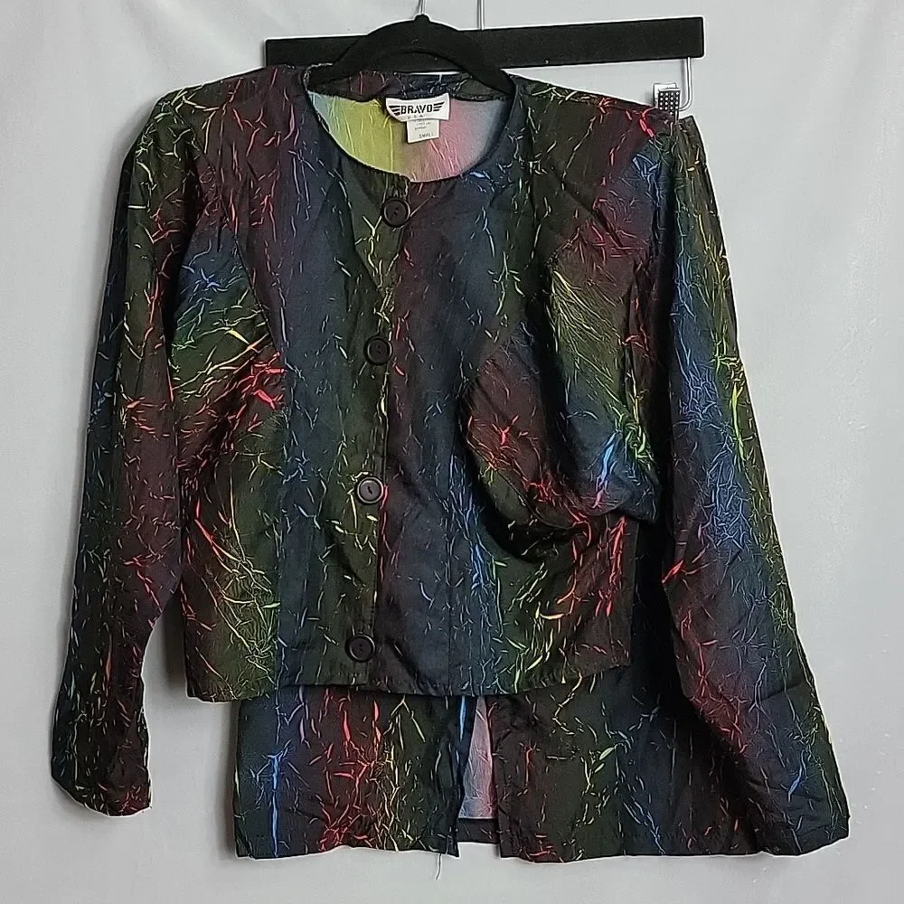 BRAVO USA.. 3 pieces.. Vintage.. pants.. dress suit.. tye dye.. rainbow..